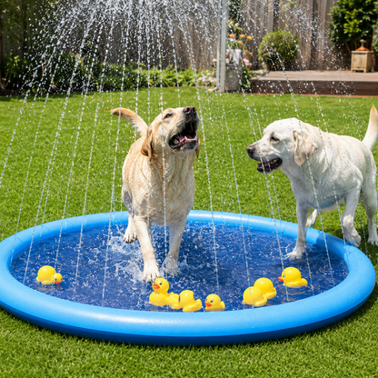 愛犬が夢中になるスプラッシュパッド。暑い日も、お庭で思いっきり水遊び。
